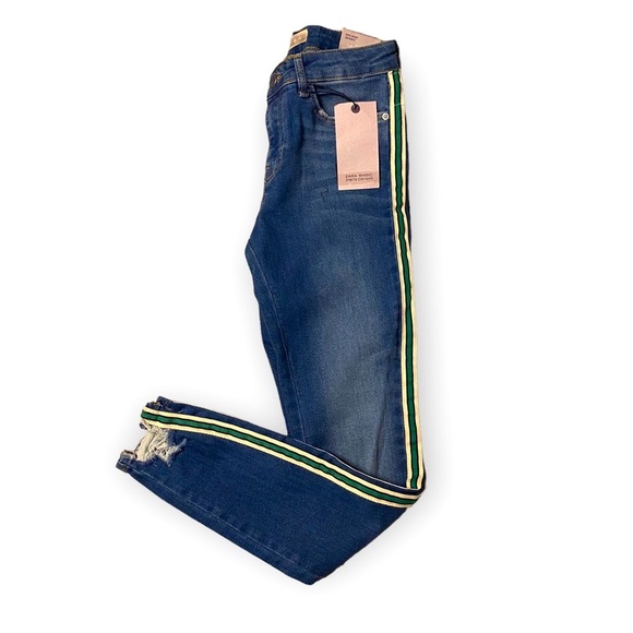 Zara Mid Rise Skinny Jeans with Striped Sides - Picture 12 of 13